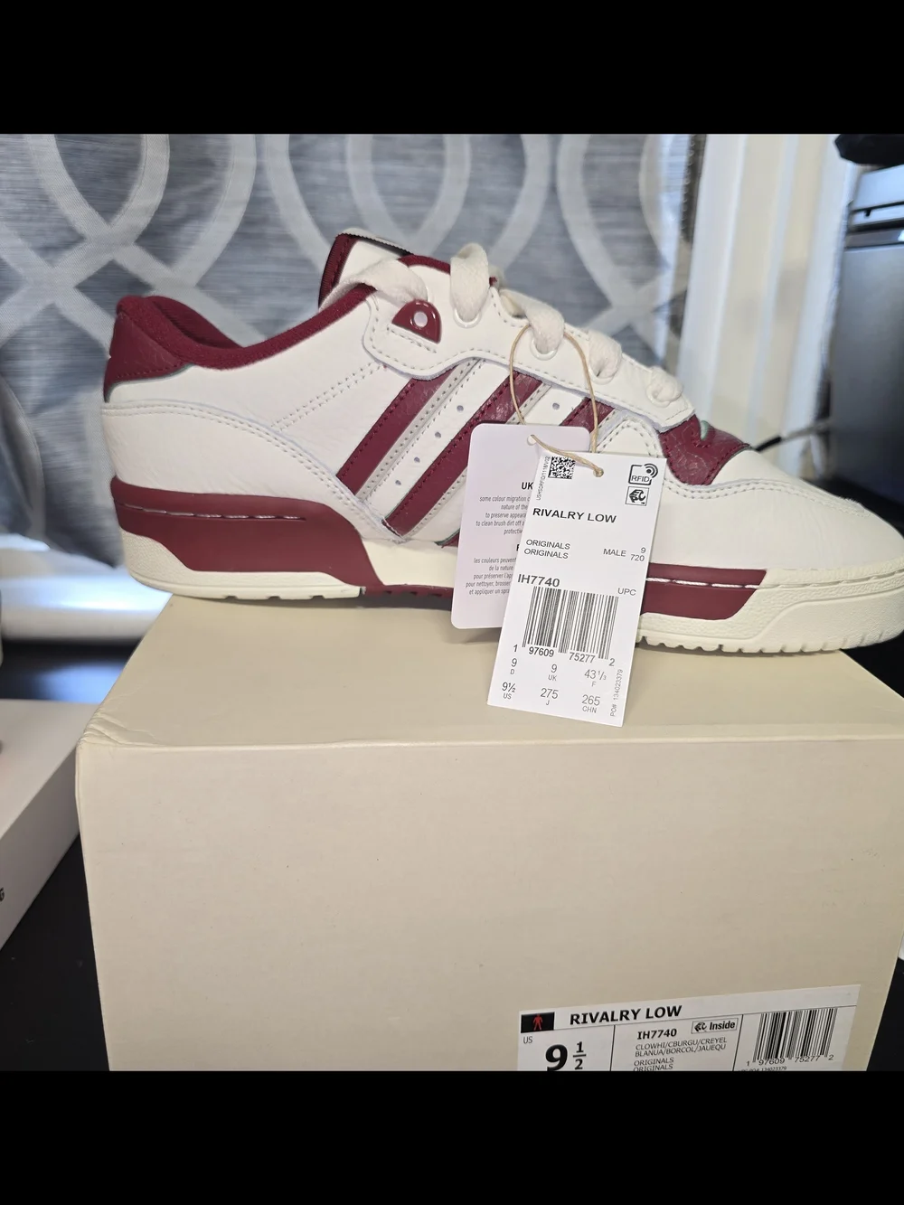 adidas White and Burgundy Low-Top Sneakers